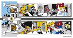 Comicstrip Richtiges Verhalten bei Bränden